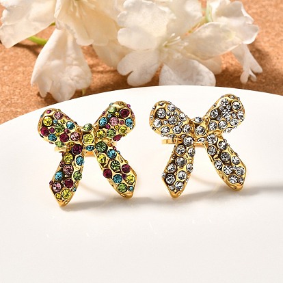 Бант 304 манжеты из нержавеющей стали со стразами для женщин, реальный 18 k позолоченный