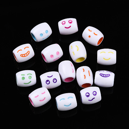 Непрозрачные акриловые бусины, бочка с улыбающимся лицом