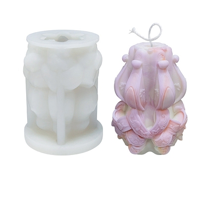Embossed Pillar DIY Candle Silicone Molds, for Scented Candle Making