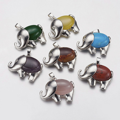 Edelstein-Anhänger, mit Alu-Befund, Platin beschichtet, Elefant