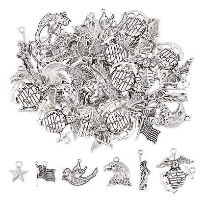 60 шт 6 стиль День независимости тема тибетский стиль цинковый сплав подвески, орел и звезда и голубь мира и флаг