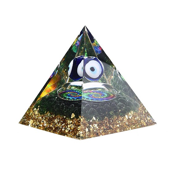 Генераторы энергии из эпоксидной смолы на основе пирамиды оргонита, Стекло рейки и лэмпворк ручной работы, сглаз и золотая фольга внутри, для украшения рабочего стола домашнего офиса