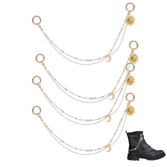 4шт. акриловые жемчужные и латунные цепочки для ремней для ботинок, с пружинным кольцом из сплава