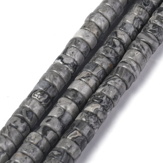 Natural Map Stone/Picasso Stone/Picasso Jasper Bead Strands, Heishi Beads, Flat Round/Disc