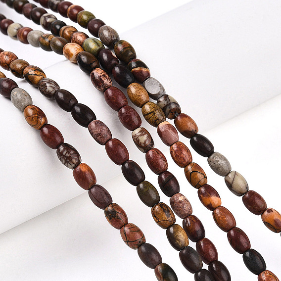 Нити бусин из натуральной яшмы пикассо/полихромной яшмы, рис