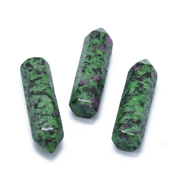 Natural Ruby in Zoisite Pointed Beads, Healing Stones, Reiki Energy Balancing Meditation Therapy Wand, No Hole/Undrilled, For Wire Wrapped Pendant Making, Bullet