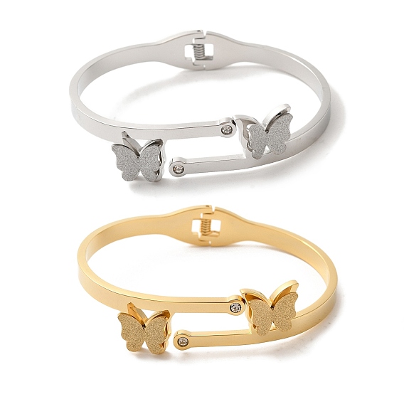 Бабочка вакуумное покрытие 304 браслеты из нержавеющей стали со стразами для женщин