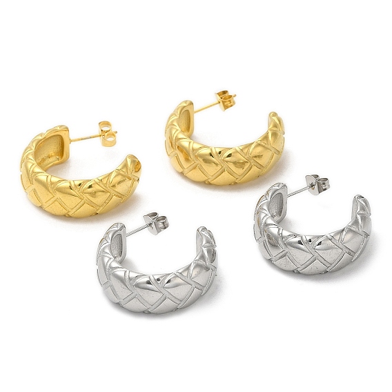 304 серьги-гвоздики из нержавеющей стали с ромбическим узором, серьги-кольца