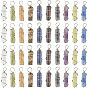 40Pcs 10 Styles Natural Mixed Gemstone Pendants, Column Charms with Eco-Friendly Platinum Plated Brass Wire Wrapped