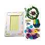 Creative DIY Flower Pattern Resin Button Art Kits, with Paper Frame, Pushpin, Iron Wire, Educational Craft Painting Sticky Toys for Kids