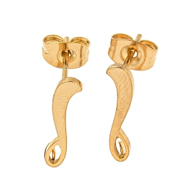 Ion Plating(IP) 304 Stainless Steel Stud Earring Findings, with Vertical Loop, Hollow Twist