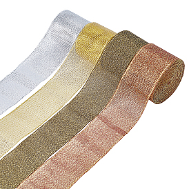ARRICRAFT 32 Yards 4 Colors Polyester Ribbons, Glitter Powder, for Gift Wrapping