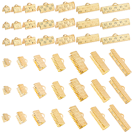 Brass Ribbon Ends, Long-Lasting Plated, Rectangle