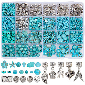DIY Jewelry Findings Kits, including Synthetic Turquoise Beads, Alloy Findings