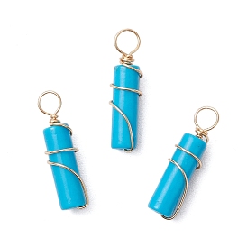 Подвески из окрашенной синтетической императорской яшмы с медной проволокой, колонка прелести, золотые