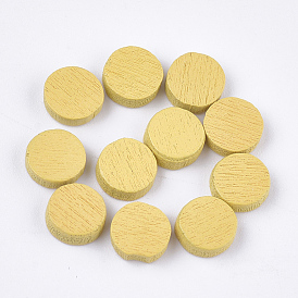 Painted Poplar Wood Cabochons, Flat Round