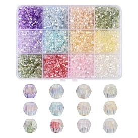 2400шт 12 цвета прозрачные окрашенные распылением стеклянные бусины, конус, с покрытием AB цвета, граненые