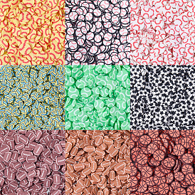 90 шт 9 стили ручной работы из полимерной глины бусины, плоские круглые с рисунком