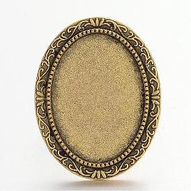 Vintage Adjustable Iron Finger Ring Components Alloy Cabochon Bezel Settings, Cadmium Free & Lead Free, 17x5mm, Oval Tray: 25x18mm