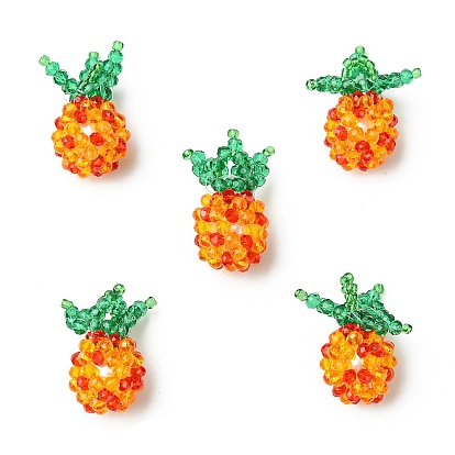 Подвески из нейлоновой проволоки и стеклянных бусин ручной работы, с круглой бусиной из стеклянного жемчуга, ананас