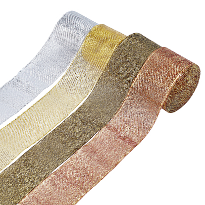 32 Yards 4 Colors Polyester Ribbons, Glitter Powder, for Gift Wrapping