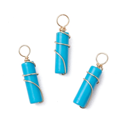 Подвески из окрашенной синтетической императорской яшмы с медной проволокой, колонка прелести, золотые