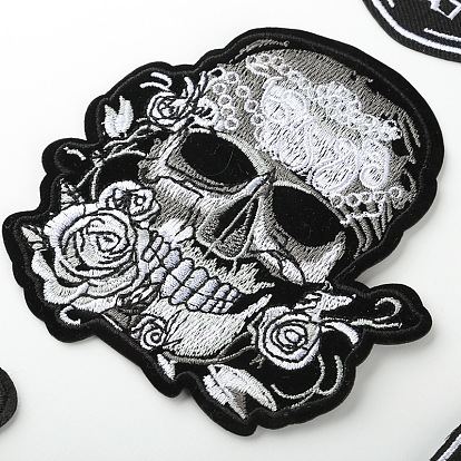 Computerized Embroidery Cloth Sew on Patches, Costume Accessories, Skull