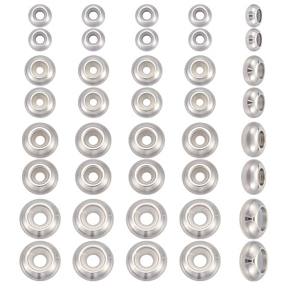 48шт 4 стили бусины из нержавеющей стали, с пластиковым, ползунки, рондель