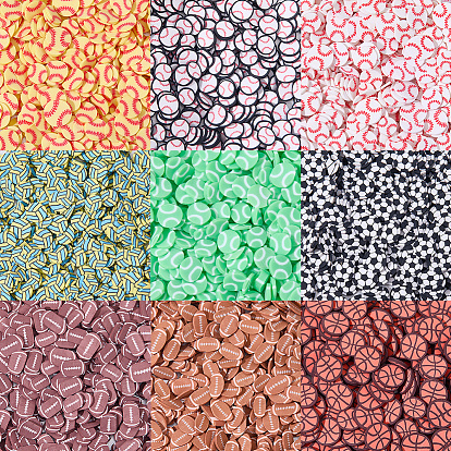 90 шт 9 стили ручной работы из полимерной глины бусины, плоские круглые с рисунком