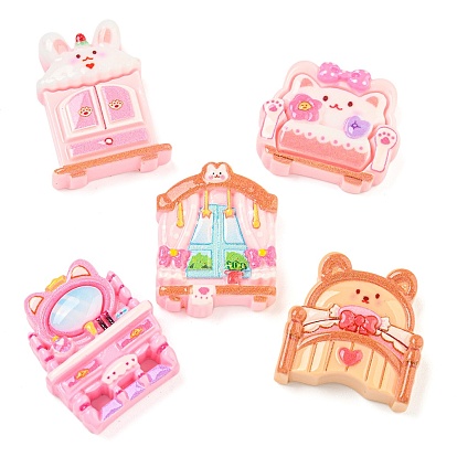 Тема спальни из непрозрачной смолы, мебель с изображением животных, декодированные кабошоны, шкаф/диван/окно/комод/кровать