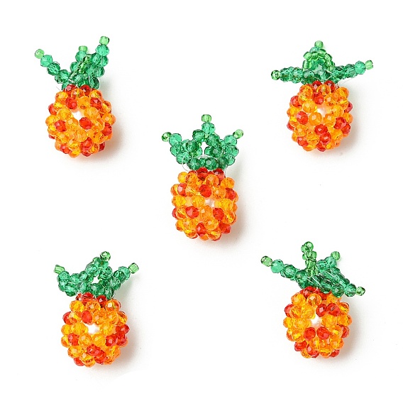 Подвески из нейлоновой проволоки и стеклянных бусин ручной работы, с круглой бусиной из стеклянного жемчуга, ананас