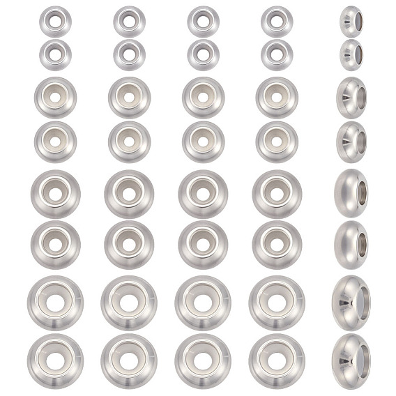 48шт 4 стили бусины из нержавеющей стали, с пластиковым, ползунки, рондель