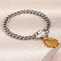 Bracelets à breloques bicolores en acier inoxydable en forme de coquillage pour femmes