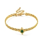 Adjustable Synthetic Malachite Bangles with Chain Extender, 304 Stainless Steel Jewelry for Women