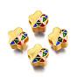 Alloy Enamel European Beads, Large Hole Beads, Matte Style, Cadmium Free & Lead Free, Star, Matte Gold Color