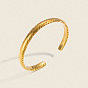 7.6MM 304 Stainless Steel Vintage Crinkled Thin Ppen Cuff Bangles for Women