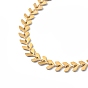 Enamel Ear of Wheat Link Chain Necklace, Vacuum Plating 304 Stainless Steel Jewelry for Women