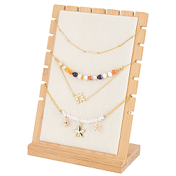 Bamboo Wood Multiple Necklace Display Stands, Pendant Necklace Holder Organizer, with Imitation Leather/Velvet Soft Mat, Rectangle