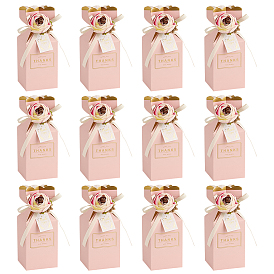 Прямоугольные бумажные коробки для хранения конфет с пластиковым цветком, коробка для упаковки конфет для свадебных принадлежностей