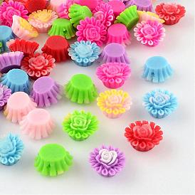 Resin Beads, Flower, 14x14x7mm, Hole: 1mm