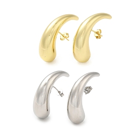 Rack Plating Brass Teardrop Stud Earrings for Women, Cadmium Free & Lead Free, Long-Lasting Plated