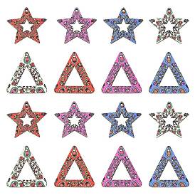 40 шт. 8 стили подвески из липы с принтом, назад случайный цвет, звезда и треугольник