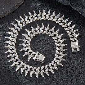 Латунные кристаллы горный хрусталь шипы шип кубинские звенья цепи ожерелья для мужчин