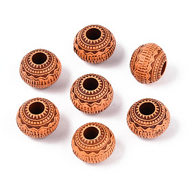 Имитация деревянных акриловых европейских шариков, бусины с большим отверстием, круглые
