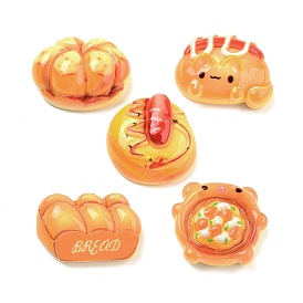 Opaque Resin Imitation Food Decoden Cabochons, Saddle Brown, Flat Round/Flower/Rectangle/Cat Shape Bread