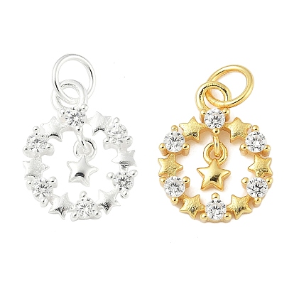 925 подвески-звездочки из стерлингового серебра с микропаве из прозрачных кубических цирконий, с соединительным кольцом и 925 штампом