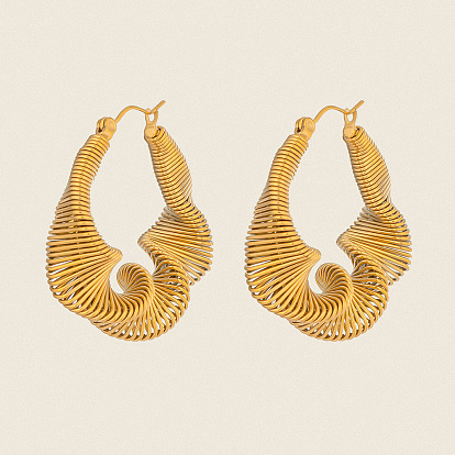 Винтажные серьги-каффы с ажурной выемкой из нержавеющей стали с золотым покрытием.