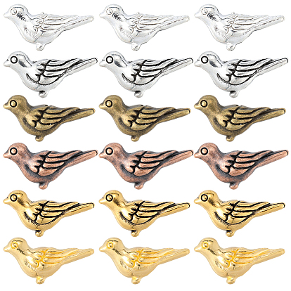 150 шт 6 цвета бусины из сплава тибетского стиля, птица, без свинца и без кадмия