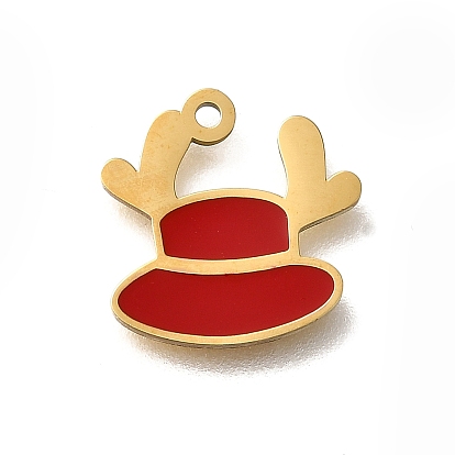 Ионное покрытие (ip) 304 брелоки из нержавеющей стали, с эмалью, реальный 14 k позолоченный, олень очарование