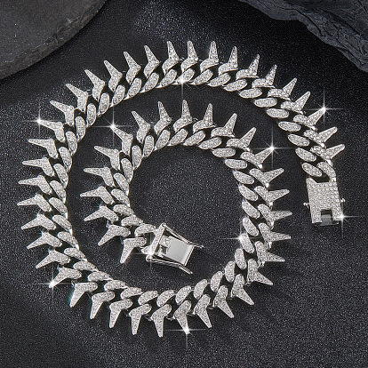 Латунные кристаллы горный хрусталь шипы шип кубинские звенья цепи ожерелья для мужчин